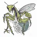 praying mantis holding a black tattoo design idea