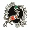 the Italian flag with a deer and a bass fish tattoo design idea