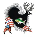 the Italian flag with a deer and a bass fish tattoo design idea