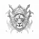 shield with lion swords and Tomlinson under it tattoo design idea