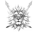shield with lion swords and Tomlinson under it tattoo design idea