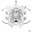 shield with lion swords and Tomlinson under it tattoo design idea