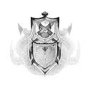 shield with swords and snakes tattoo design idea