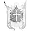 shield with swords and snakes tattoo design idea