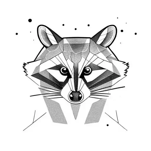 racoon face plants tattoo design idea