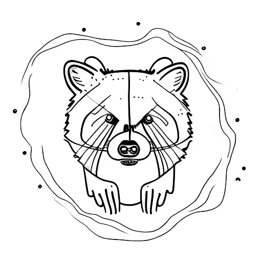 racoon face plants tattoo design idea
