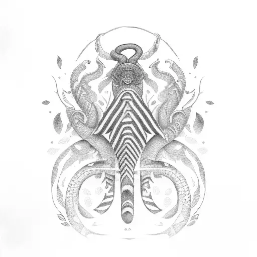 jungle with anaconda tattoo design idea