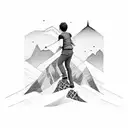 two people climbing a moutain tattoo design idea