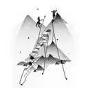 two people climbing a moutain tattoo design idea