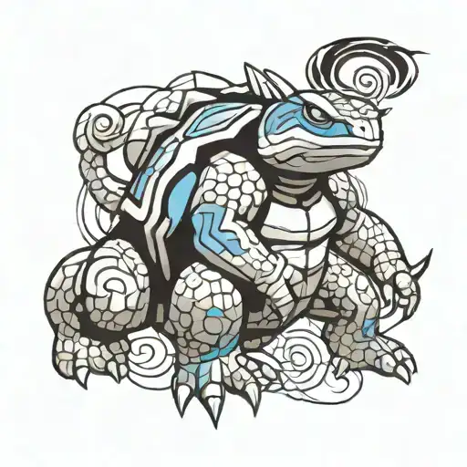 Blastoise Pokemon steam aura surrounding tattoo design idea