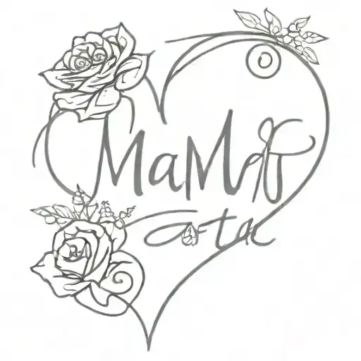 word mama with a heart  tattoo design idea