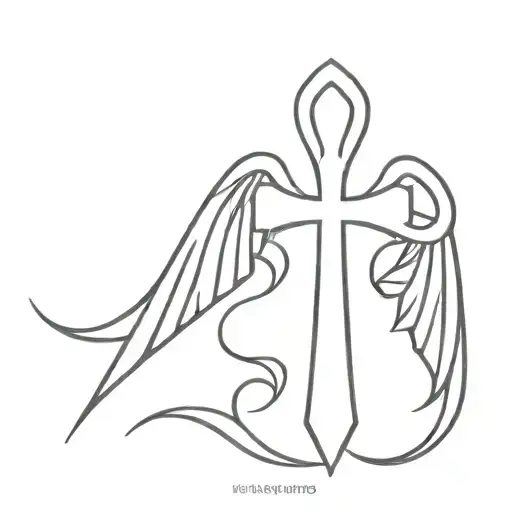 ankh with bat wings tattoo design idea