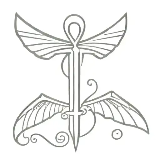 ankh with bat wings tattoo design idea