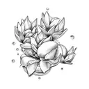 magnolia flower with sea shells tattoo design idea
