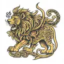 Lion with rajput talwar and kyshatria in sanskrit font  tattoo design idea