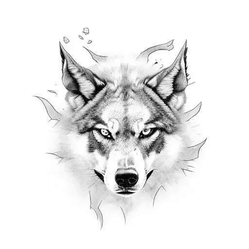 lobo con una brujula tattoo design idea