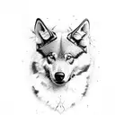 lobo y brujula tattoo design idea