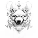 lobo y brujula tattoo design idea