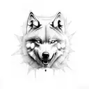 lobo y brujula tattoo design idea