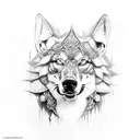 lobo y brujula tattoo design idea