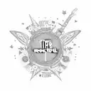 the text "Rock n' Roll" with small stars And butterflies around. the words Are underneath each other And Its y2k style tattoo design idea