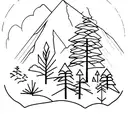 minimal mountain forest tattoo design idea