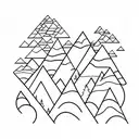 minimal mountain forest tattoo design idea
