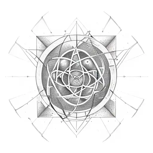 atom with infinity symbol, vegan, programming tattoo design idea