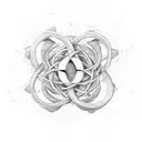 atom with infinity symbol, vegan, programming tattoo design idea