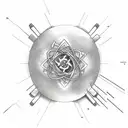 atom with infinity symbol, vegan, programming tattoo design idea