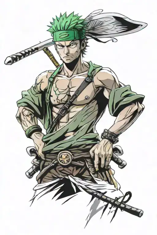 zoro one piece anime tattoo design idea