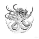 A detailed and intricate tattoo of the Hydra guarding the gates of chaos tattoo design idea