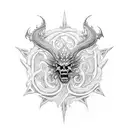 A detailed and intricate tattoo of the Hydra guarding the gates of chaos tattoo design idea