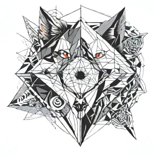 compus with wolf eye inside tattoo design idea