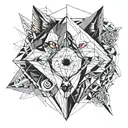 compus with wolf eye inside tattoo design idea