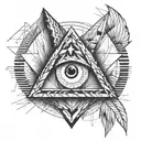 compus with wolf eye inside tattoo design idea