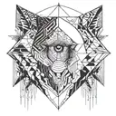compus with wolf eye inside tattoo design idea