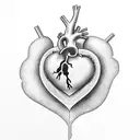 heart with a baby inside it as if the heart was a womb. with a knife piercing the heart  tattoo design idea