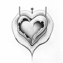 heart with a baby inside it as if the heart was a womb. with a knife piercing the heart  tattoo design idea