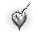 heart with a baby inside it as if the heart was a womb. with a knife piercing the heart  tattoo design idea