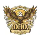 phi omega text with eagle tattoo design idea
