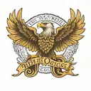 phi omega text with eagle tattoo design idea