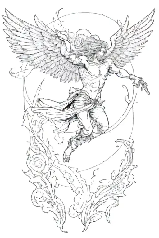 icarus falling  tattoo design idea