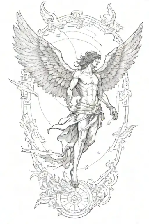 icarus falling angel tattoo design idea