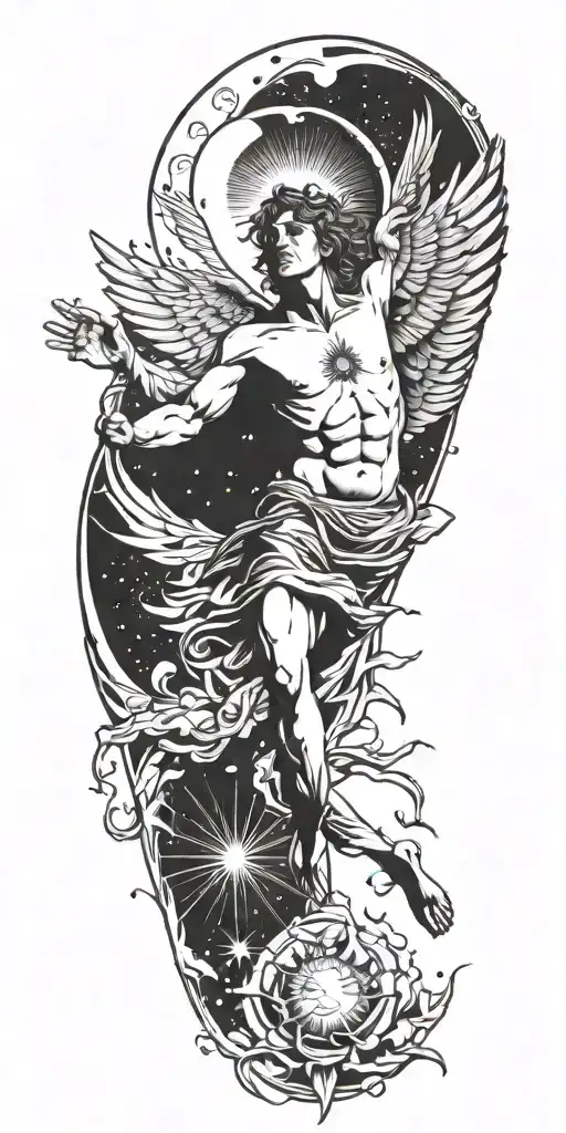 icarus falling from the sun tattoo design idea