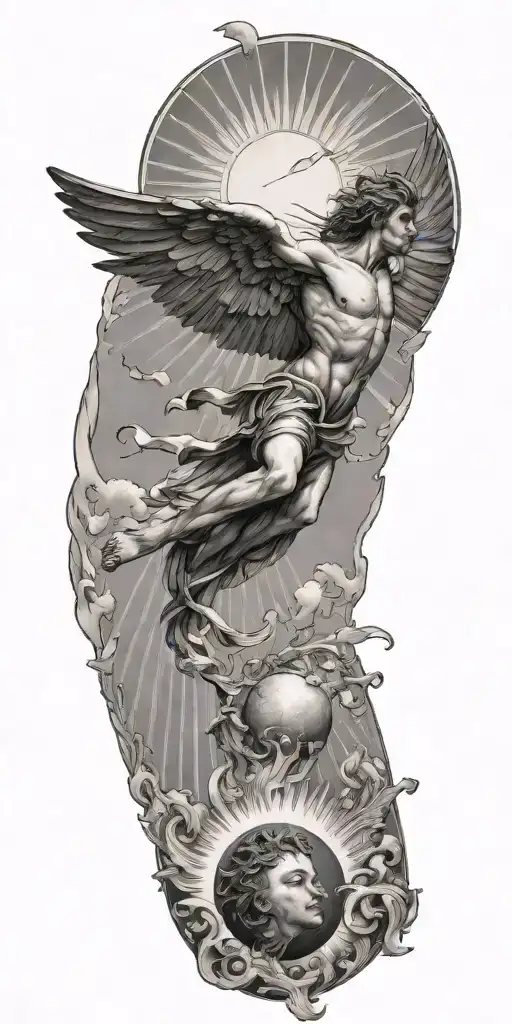 icarus falling from the sun tattoo design idea