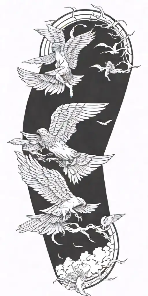 icarus falling angel tattoo design idea