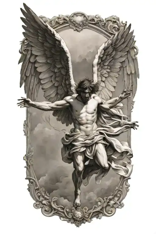 icarus falling angel tattoo design idea