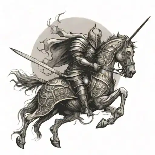 tempular knight of the epilepsy order fighting demons  tattoo design idea