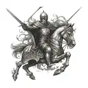 tempular knight of the epilepsy order fighting demons  tattoo design idea